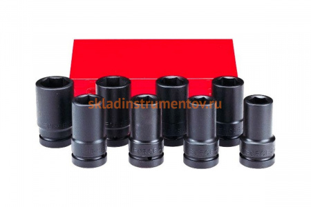 Набор головок дюймовых длинных ударных 6-гранных 1", 8шт. FORCE 8081DS