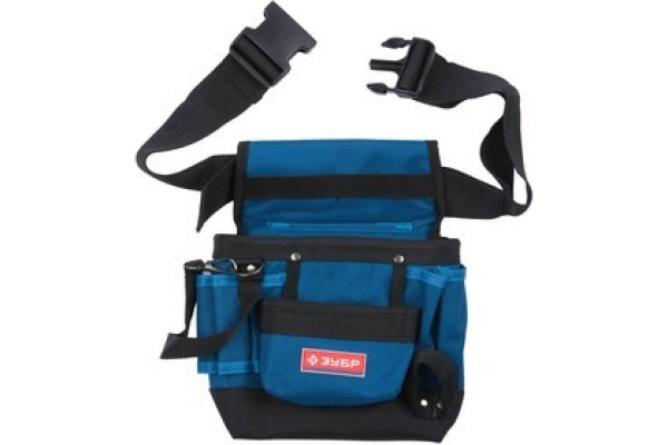 Сумка-пояс Зубр ЭКСПЕРТ одинарная, держатель для молотка, 9 карманов 38632
