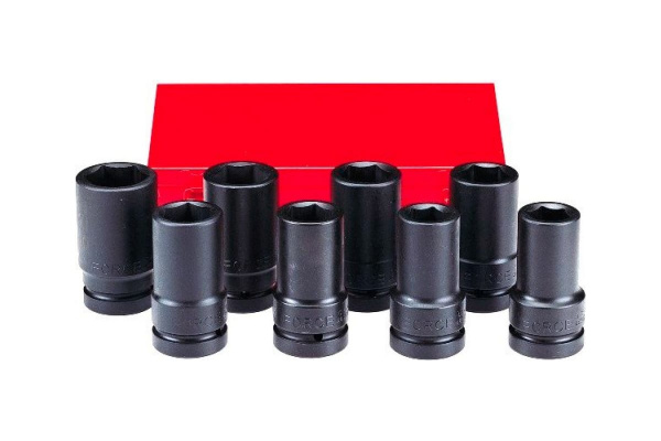 Набор головок дюймовых длинных ударных 6-гранных 1", 8шт. FORCE 8081DS