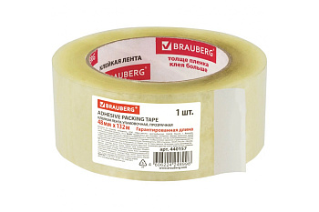 Упаковочная клейкая лента BRAUBERG 48 мм х 132 м, прозрачная, 45 микрон 440157