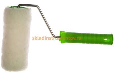 Валик СИБРТЕХ из натурального меха с ручкой, 150 мм, ворс 12 мм, D - 48 мм 80122