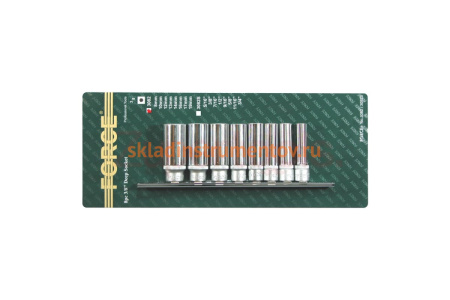 Набор головок 3/8”, 6 гранные (63 мм, 8-19 мм, 8 шт.) FORCE 3082