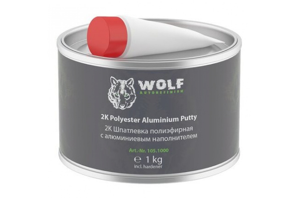 2K шпатлевка с алюминиевым наполнителем 1 кг с отвердителем Wolf 105.1000