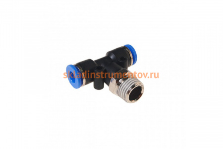 Фитинг Т-образный с наружной резьбой (6 мм; 1/4") для пластиковых трубок ROCKFORCE RF-SPB06-02