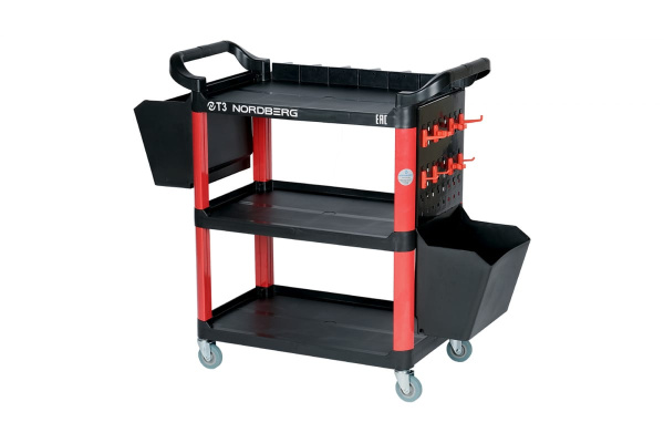 Тележка с пластиковыми полками NORDBERG, 2 коробки, T3