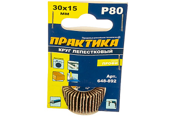 Круг лепестковый с оправкой (30х15 мм; P 80) ПРАКТИКА 648-892