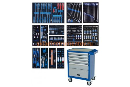 Набор инструментов в синей тележке, 286 предметов KING TONY 934-010AMB