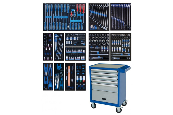 Набор инструментов в синей тележке, 286 предметов KING TONY 934-010AMB