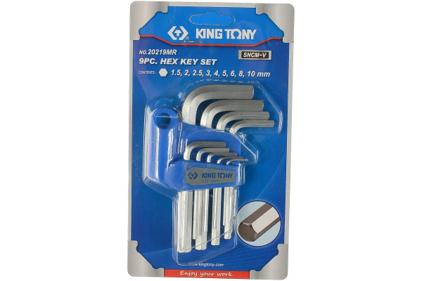 Набор Г-образных шестигранников 1.5-10мм, 9шт KING TONY 20219MR