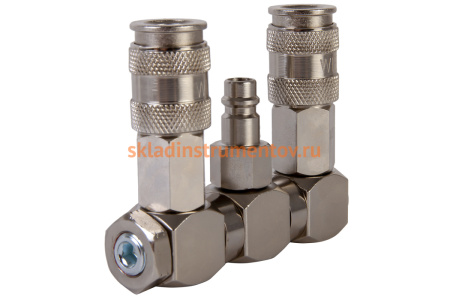 Разветвитель пневматический с вращающимися соединениями ( 2 выхода рапид EURO) WIEDERKRAFT WDK-83RLL