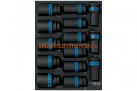 Набор ударных глубоких торцевых головок 3/4", ложемент, 14 шт. KING TONY 9-6414MPV