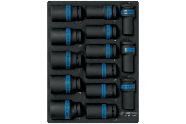 Набор ударных глубоких торцевых головок 3/4", ложемент, 14 шт. KING TONY 9-6414MPV