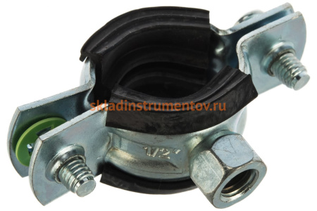 Трубный оцинкованный хомут с гайкой Зубр 1/2", 1 шт. 37850-20-24-1