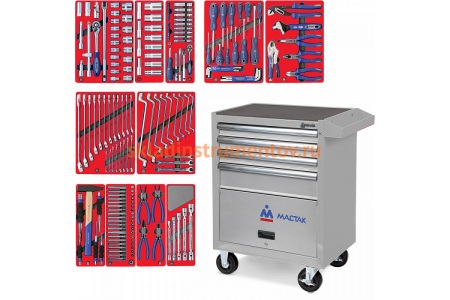 Набор инструментов МАСТАК "МАСТЕР" в серой тележке, 205 предметов 52-04205G