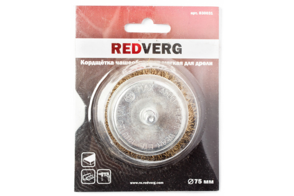 Кордщетка чашеобразная (75 мм) для дрели REDVERG 6623590
