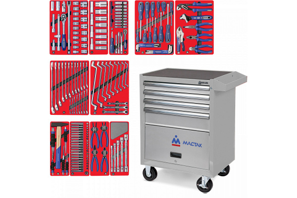 Набор инструментов МАСТАК "МАСТЕР" в серой тележке, 205 предметов 52-04205G