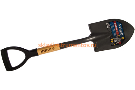 Лопата Зубр ФАВОРИТ-А автомобильная деревянный черенок с рукояткой Проф 4-39504_z01