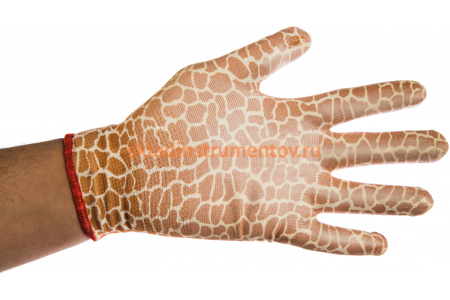 Садовые перчатки Grinda, прозрачное PU покрытие, 13 класс вязки, коричневые, размер S 11292-S