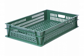 Перфорированный ящик Тара.ру п/э 740x465x145 зелёный 22381