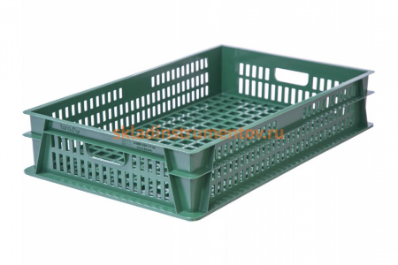 Перфорированный ящик Тара.ру п/э 740x465x145 зелёный 22381