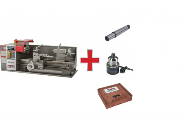 Токарный станок по металлу JET BD-8VS + Оправка КМ2 / В16 + Патрон ПС-13 В16 + Набор резцов 10х10 50000911ME