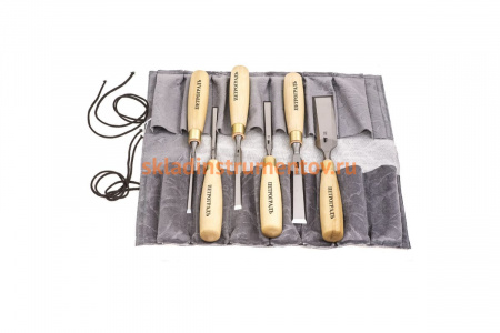 Набор стамесок 6,8,10,12,20,32 мм (прямая РК, 6 штук, в сумке-скрутке) Петроградъ М00012815