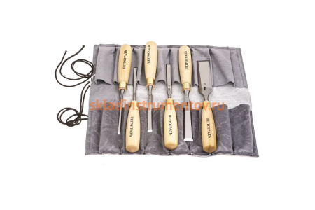 Набор стамесок 6,8,10,12,20,32 мм (прямая РК, 6 штук, в сумке-скрутке) Петроградъ М00012815