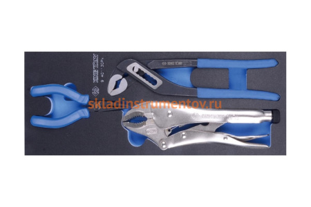 Набор плоскогубцев, переставных клещей и зажима, ложемент, 3шт KING TONY 9-40113GPV