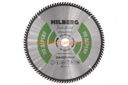 Диск пильный Industrial Дерево (305x30 мм; 100Т) Hilberg HW307