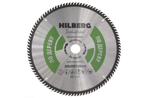Диск пильный Industrial Дерево (305x30 мм; 100Т) Hilberg HW307