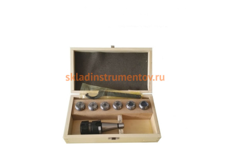 Патрон цанговый NT40-ER32, хвостовик конус 7:24, DIN2080, с набором цанг 6шт. 6-20мм GRIFF 018772