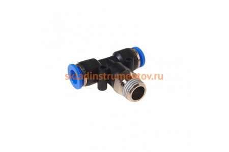 Фитинг Т-образный с наружной резьбой (8 мм; 1/4") для пластиковых трубок ROCKFORCE RF-SPB08-02