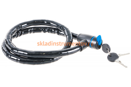 Тросовый усиленный замок Зубр Профессионал 3 ключа в комплекте длина троса 1000 мм d 18 мм 37260-100