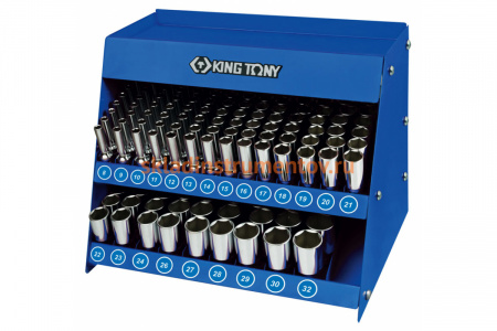Стенд с глубокими торцевыми головками серия 4230M (165 шт; 8-32 мм; 1/2") KING TONY 4066MR