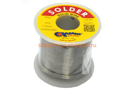 Припой (2 мм, 1 кг, Sn60/Pb40, без флюса) ASAHI 00-00000292 Припой (2 мм, 1 кг, Sn60/Pb40, без флюса) ASAHI 00-00000292
