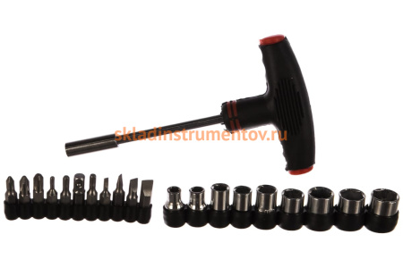 Отвертка с Т-образной ручкой, 20 насадок РемоКолор 33-2-123