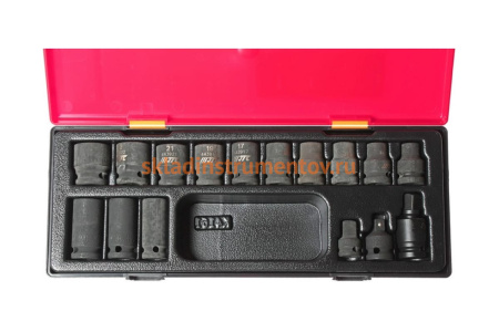 Набор ударных двенадцатигранных торцевых головок 1/2" 10-24мм в кейсе 16шт JTC-K4162
