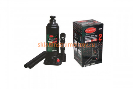 Домкрат ROCKFORCE гидравлический бутылочный с клапаном 2т высподъема 181-345мм RF-T90204