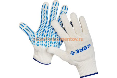 Трикотажные перчатки с защитой от скольжения ЗУБР ЭКСПЕРТ-ПРОТЕКТОР размер L-XL; 10 пар 11390-K10