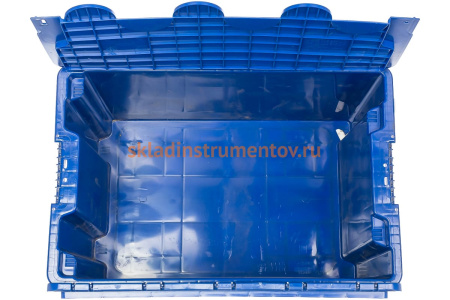 Ящик с крышкой п/э 600х400х300 сплошной, синий Тара.ру 18482