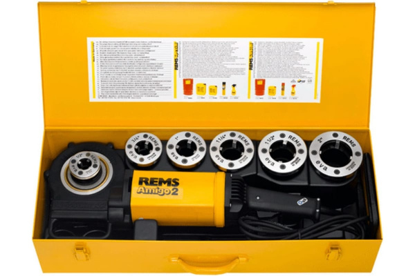 Электроклупп, 220В, с держателем, в стальном ящике, головки R 1/2-3/4-1-1.1/4-1.1/2 -2" REMS Амиго 2 540020