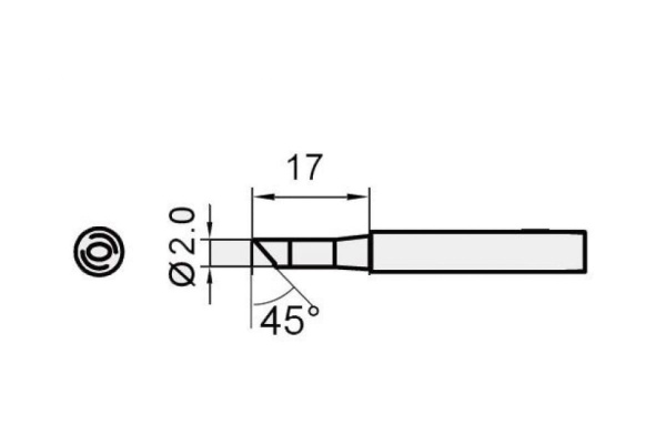 Жало скошенный цилиндр 2 мм для паяльных станций ProsKit 5SI-216N-2C 00302190 Жало скошенный цилиндр 2 мм для паяльных станций ProsKit 5SI-216N-2C 00302190