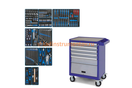 Набор инструментов KING TONY "EFFORT" в синей тележке, 235 предметов 934-235AMB