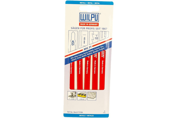 Пилка по металлу MG 31 (5 шт; 132х9.8х1 мм; 105 мм; 25 TPI; HSS) WILPU 257000005