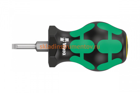 Короткая отвёртка для карбюраторов, шлицевая WERA 335 Stubby SL 3,5x0,6x24,5 мм WE-008840