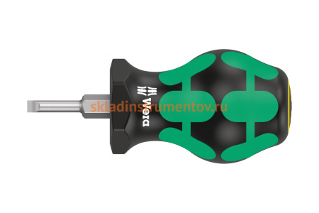 Короткая отвёртка для карбюраторов, шлицевая WERA 335 Stubby SL 3,5x0,6x24,5 мм WE-008840