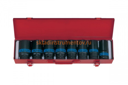 Набор шестигранных ударных глубоких торцевых головок 3/4", 26-38мм 8шт KING TONY 6410MP