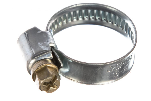 Металлические хомуты СИБРТЕХ, стандартное болтовое крепление, 16-27мм, 2шт, ширина 9мм, 47657