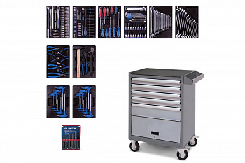 Набор инструментов в серой тележке, 173 предмета KING TONY 932-000AMG