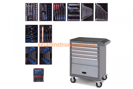 Набор инструментов в серой тележке, 173 предмета KING TONY 932-000AMG